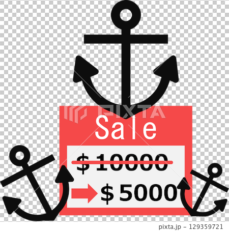 アンカリング効果のイラスト(行動経済学)	 129359721