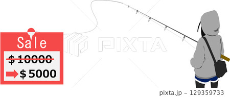 アンカリング効果のイラスト(行動経済学)	 129359733
