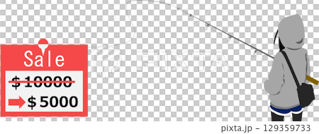 アンカリング効果のイラスト(行動経済学)	 129359733