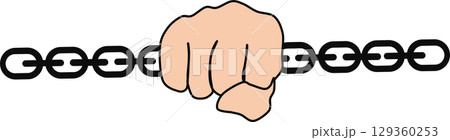 チェーンを握るグラフィック素材イラスト チェーンを握るグラフィック素材イラスト 129360253