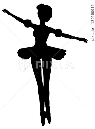 Silhouette of Ballerina in Classical Dance Pose 129360916