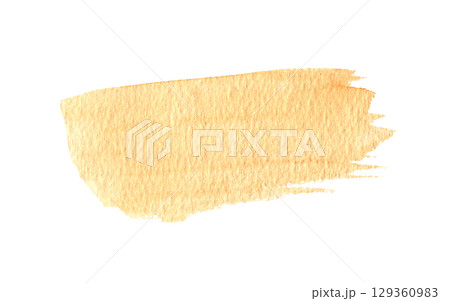 Watercolor abstract yellow brushstroke on isolated background. Hand drawn textured template or text or artwork. element for greeting cards, wedding invitations, creative projects, modern design. 129360983
