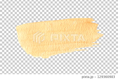 Watercolor abstract yellow brushstroke on isolated background. Hand drawn textured template or text or artwork. element for greeting cards, wedding invitations, creative projects, modern design. 129360983