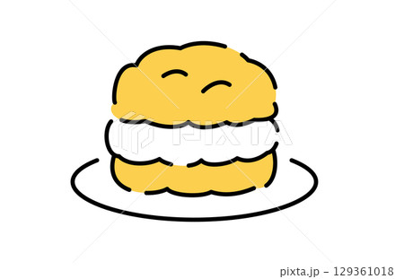 かわいい手書き風のシュークリーム 129361018