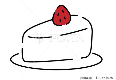 シンプルでかわいい手書き風のショートケーキ 129361020