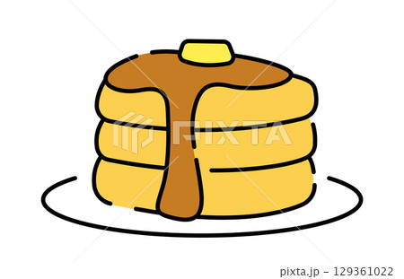 かわいいパンケーキ ホットケーキのイラスト素材 かわいいパンケーキ ホットケーキのイラスト素材 129361022