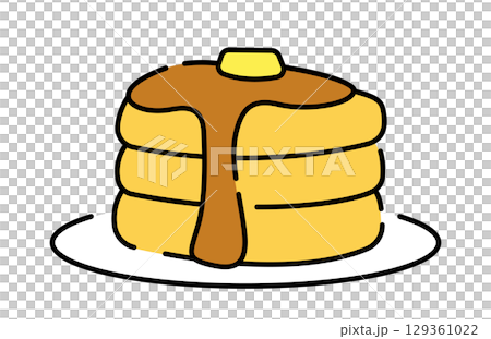 かわいいパンケーキ ホットケーキのイラスト素材 かわいいパンケーキ ホットケーキのイラスト素材 129361022