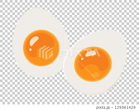Illustration material of a soft-boiled egg cut in half Illustration material of a soft-boiled egg cut in half 129361429