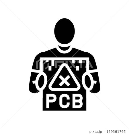 person holding device marked pcb glyph icon vector illustration 129361765