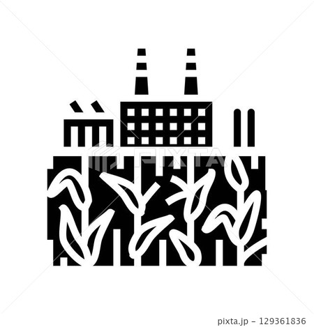 contaminated food crops region high industrial pollution glyph icon vector illustration 129361836