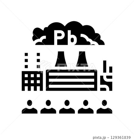 industrial plant emitting lead dust affecting local communities glyph icon vector illustration 129361839