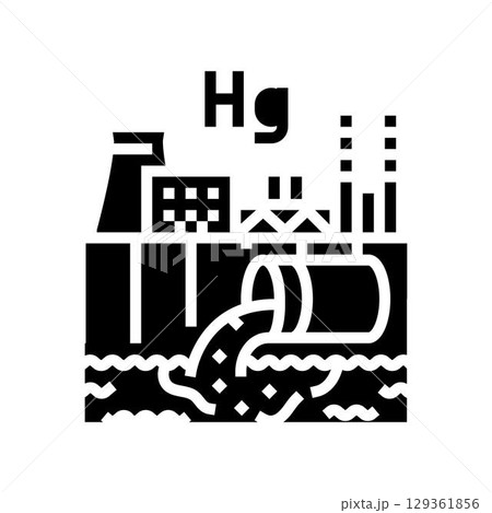 mercury pollution river industrial discharge glyph icon vector illustration 129361856