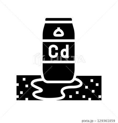leaking barrels cadmium contaminating soil glyph icon vector illustration 129361859