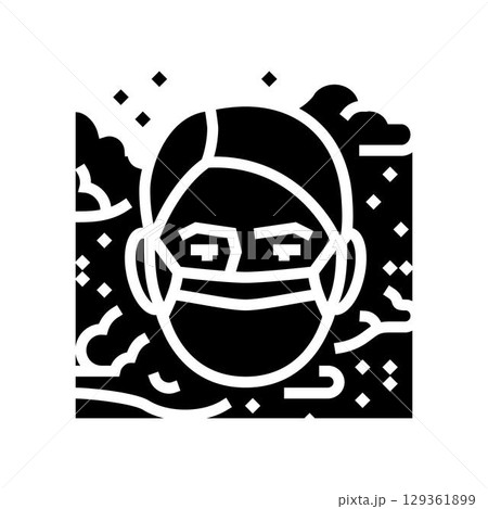 person wearing face mask dirty air pollution glyph icon vector illustration 129361899