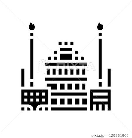 oil refinery flare stacks air pollution glyph icon vector illustration oil refinery flare stacks air pollution glyph icon vector illustration 129361903