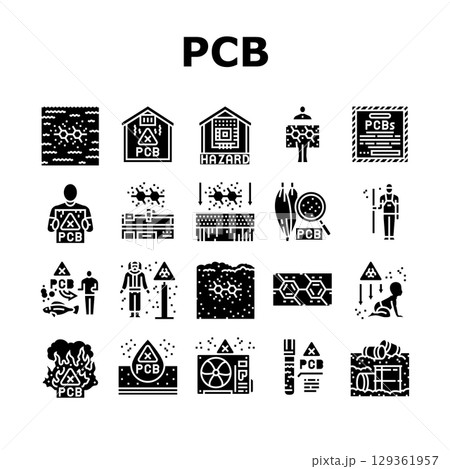 pcb pollution contamination icons set vector 129361957