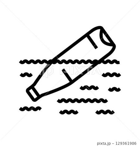 floating plastic bottles ocean line icon vector illustration 129361986