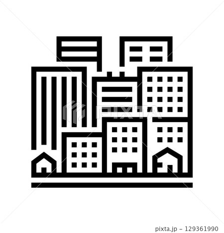 urban housing complex urbanization line icon vector illustration 129361990