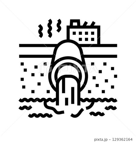 hot water release into ocean line icon vector illustration 129362164