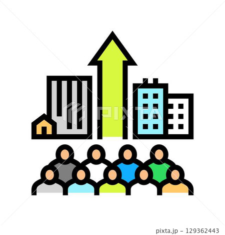 overpopulation urbanization color icon vector illustration 129362443