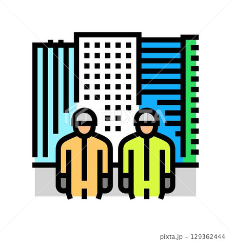 construction workers city color icon vector illustration construction workers city color icon vector illustration 129362444