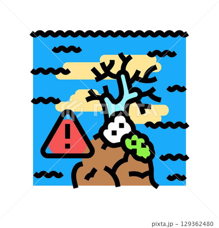thermal stress coral reefs color icon vector illustration thermal stress coral reefs color icon vector illustration 129362480