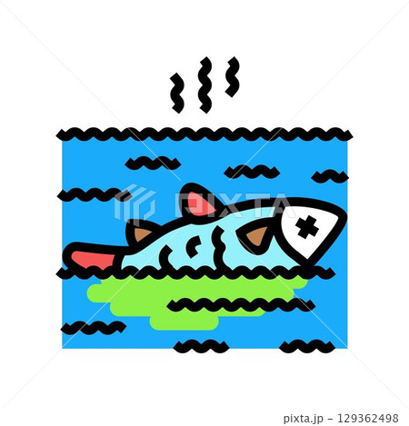 fish kills pollution color icon vector illustration fish kills pollution color icon vector illustration 129362498
