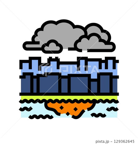 urban river dirty foam smoke air pollution color icon vector illustration urban river dirty foam smoke air pollution color icon vector illustration 129362645