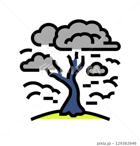 dead withered tree under polluted sky color icon vector illustration dead withered tree under polluted sky color icon vector illustration 129362646