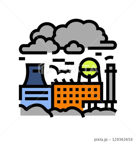 industrial zone covered heavy smog color icon vector illustration 129362658
