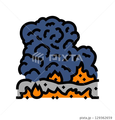 burning garbage dark smoke air pollution color icon vector illustration burning garbage dark smoke air pollution color icon vector illustration 129362659