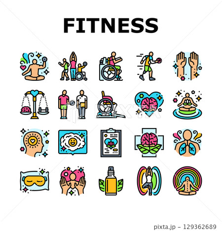 inclusive holistic fitness icons set vector 129362689