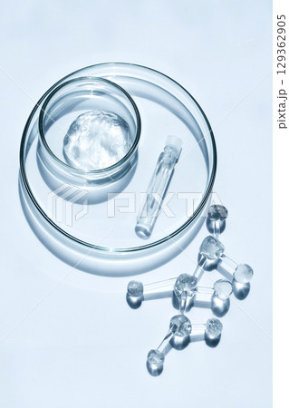 Abstract cosmetic laboratory. Chemical laboratory research. Cosmetic Essence. Scientific Glassware 129362905