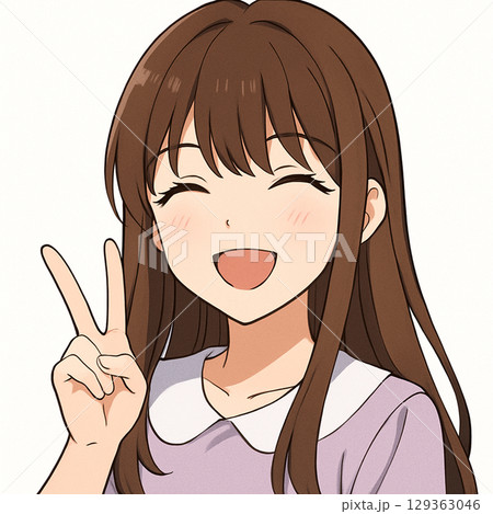 明るい笑顔の女性イラスト 129363046