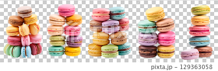 Macaroon Macaron, group stack tower front view...のイラスト素材 [129363058 ...
