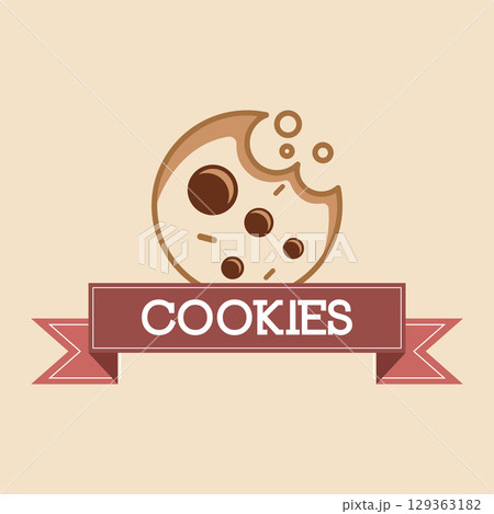Cookies banner logo with ribbon. Vector 129363182