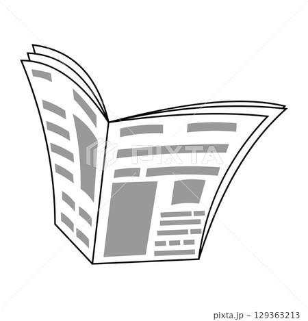 Open Newspaper Vector Illustration. Pages are filled with abstract text lines and image placeholders. This illustration is perfect for web articles, blogs, infographics. 129363213