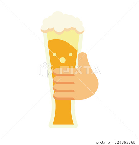 Hand holding pilsner beer glass. Vector Hand holding pilsner beer glass. Vector 129363369