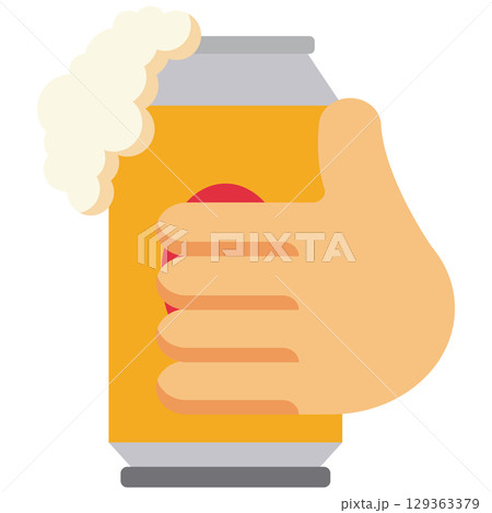 Holding beer can foam. Vector Holding beer can foam. Vector 129363379