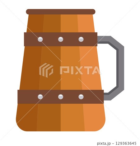 Wooden beer tankard with handle. Vector Wooden beer tankard with handle. Vector 129363645