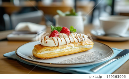 Side View Of Cafe Baked Food 129363906