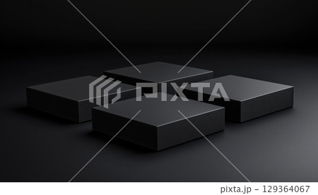 Elegant Black Podium With Square Design 129364067