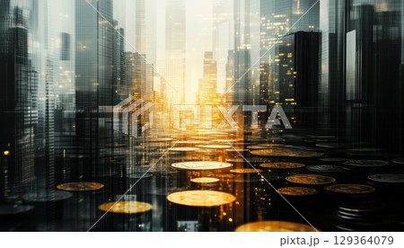 Double Exposure Of Finance 129364079