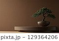 Japanese Podium And Bonsai Tree With Brown Abstract Product For Product Presentation Renderings 129364206