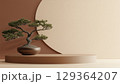 Japanese Podium And Bonsai Tree With Brown Abstract Product For Product Presentation Rendering 129364207