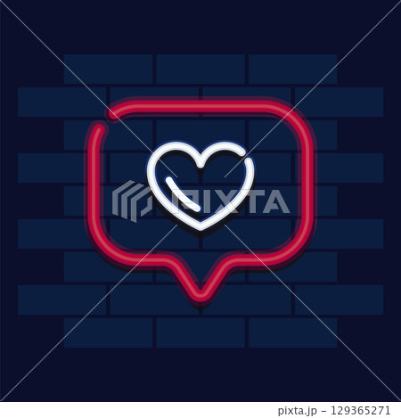 Neon heart in chat icon. Vector Neon heart in chat icon. Vector 129365271