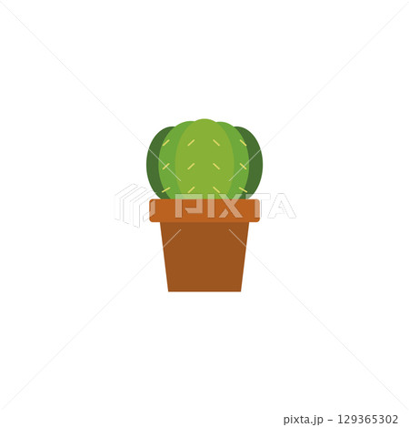 Cactus in ceramic flowerpot. Vector Cactus in ceramic flowerpot. Vector 129365302