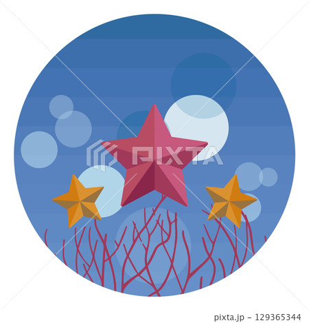 Underwater coral reef scene. Vector 129365344