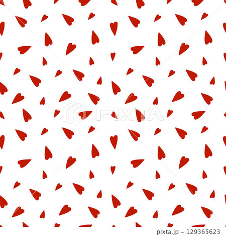 Heart seamless pattern. Pattern with red hearts on white background. Repeating love background. Pattern for weddings, Valentines day. Repeating scattered hearts for designer prints. Scattered graphic Heart seamless pattern. Pattern with red hearts on white background. Repeating love background. Pattern for weddings, Valentines day. Repeating scattered hearts for designer prints. Scattered graphic 129365623