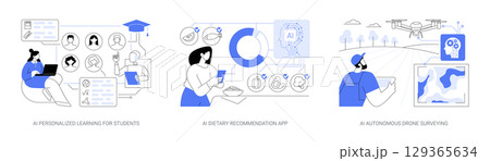 AI Personalizing Learning and Living abstract concept vector illustrations. 129365634